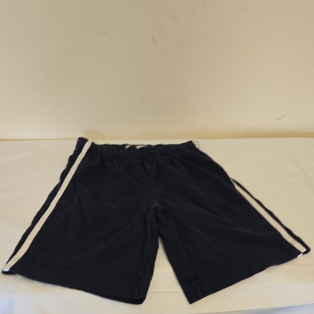 Blue and White Athletic Shorts with Classic Stripes